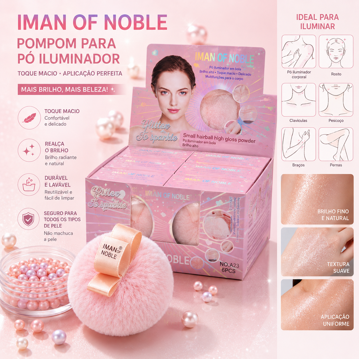 Pó Iluminador com Puff – Caixa com 6 Unidades