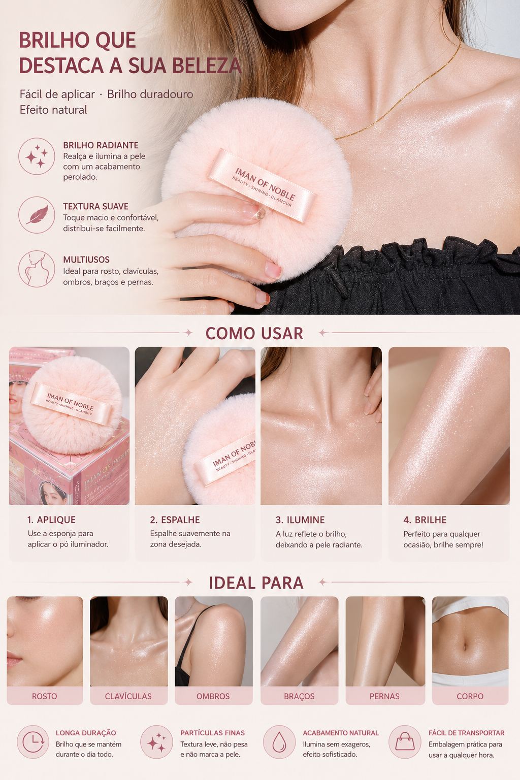 Pó Iluminador com Puff – Caixa com 6 Unidades