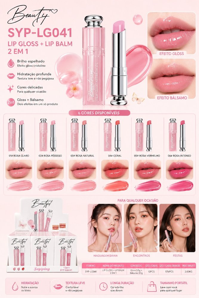 LIP GLOSS + LIP BALM 2 EM 1 | SYP-LG041